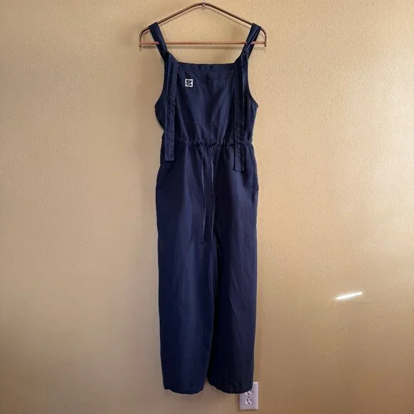 Lucy & Yak Emmy Dungaree: Organic Cotton & Linen (Navy Blue) - Picture 2 of 10